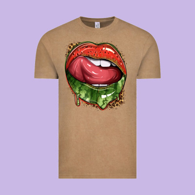 Watermelon Lips With Leopard Vintage Tee Designed By Texasbilliewilder
