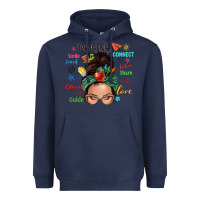 Navy Teacher messy bun caucasian Heavyweight Hoodie - NancyCooperArtShop