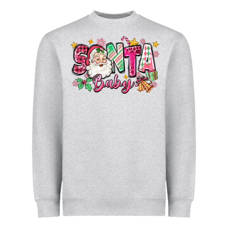 Pink Santa Baby Christmas Heavyweight Sweatshirt by Zillion Design Studio | Teevron