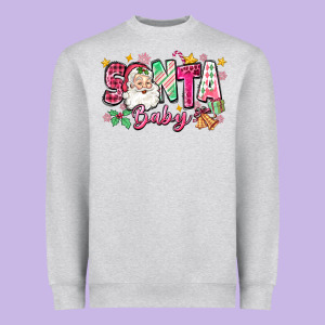 Pink Santa Baby Christmas Heavyweight Sweatshirt Designed By Zillion Design Studio