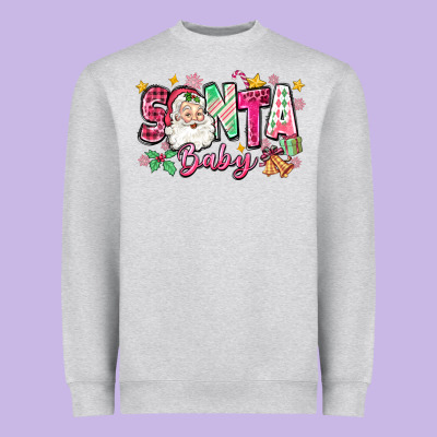 Heavyweight Sweatshirt pink santa baby christmas