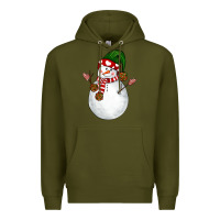 Army Green Snowman Premium Hoodie - NancyCooperArtShop
