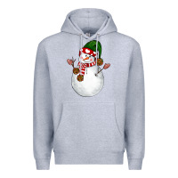 Heather Grey Snowman Premium Hoodie - NancyCooperArtShop