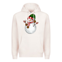 Pale Pink Snowman Premium Hoodie - NancyCooperArtShop