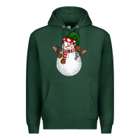 Sports Green Snowman Premium Hoodie - NancyCooperArtShop