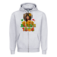 Heather Grey afro woman juneteenth 1865 Zipper Hoodie - AdoDesignShop