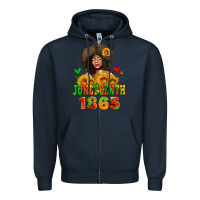Navy afro woman juneteenth 1865 Zipper Hoodie - AdoDesignShop