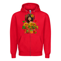 Red afro woman juneteenth 1865 Zipper Hoodie - AdoDesignShop