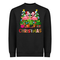 Black merry christmas flamingo Heavyweight Sweatshirt - Zillion Design Studio