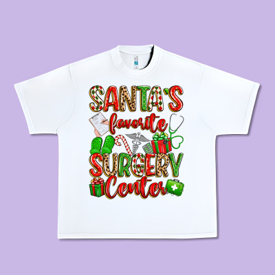 Santa's Favorite Surgery Center Png Sublimation De Urban Heavy Tee Designed By Texasbilliewilder