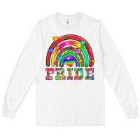 White lgbtq pride and rainbow Long Sleeve Tee - HRA Design Shop