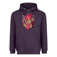 Plum Pink winter long haired Cow Heavyweight Hoodie - NancyCooperArtShop