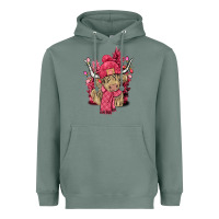 Sage Pink winter long haired Cow Heavyweight Hoodie - NancyCooperArtShop