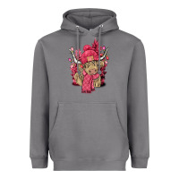 Storm Pink winter long haired Cow Heavyweight Hoodie - NancyCooperArtShop