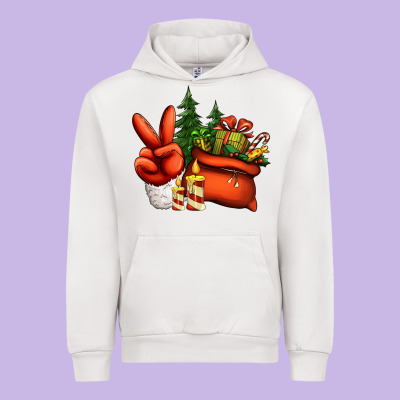Christmas Santa Claus Peace Hand Urban Hoodie Designed By Jasminsmagicworld
