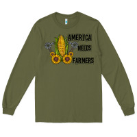 Army Green america needs farmers Long Sleeve Tee - CowhideDigitalArt