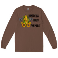 Chestnut america needs farmers Long Sleeve Tee - CowhideDigitalArt