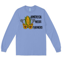 Colony Blue america needs farmers Long Sleeve Tee - CowhideDigitalArt