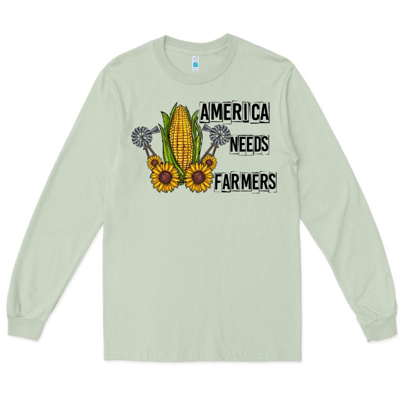 America Needs Farmers Long Sleeve Tee by CowhideDigitalArt | Teevron