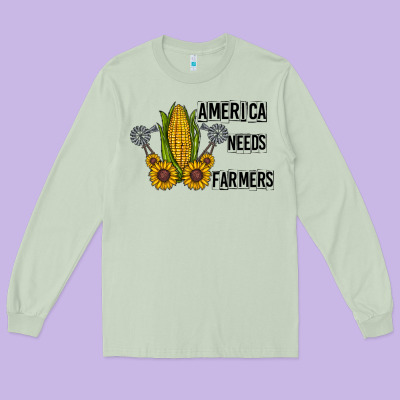 America Needs Farmers Long Sleeve Tee Designed By Cowhidedigitalart