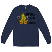Navy america needs farmers Long Sleeve Tee - CowhideDigitalArt
