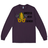Plum america needs farmers Long Sleeve Tee - CowhideDigitalArt