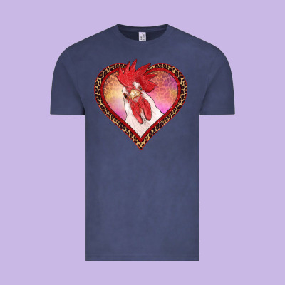 Valentine's Day Rooster With Leopard Heart Vintage Tee Designed By Ranaportraitstore