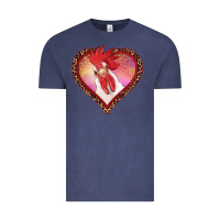 Vintage Denim valentine's day rooster with leopard heart Vintage Tee - RanaPortraitStore