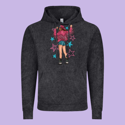 Western Pink With Stars And Cowgirl Vintage Hoodie Designed By Texasbilliewilder