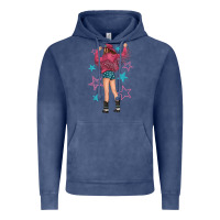 Vintage Denim western pink with stars and cowgirl Vintage Hoodie - texasbilliewilder