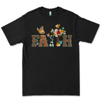 Black faith cross and butterfly with sunflower leopard and roses Premium Tee - Artiststas