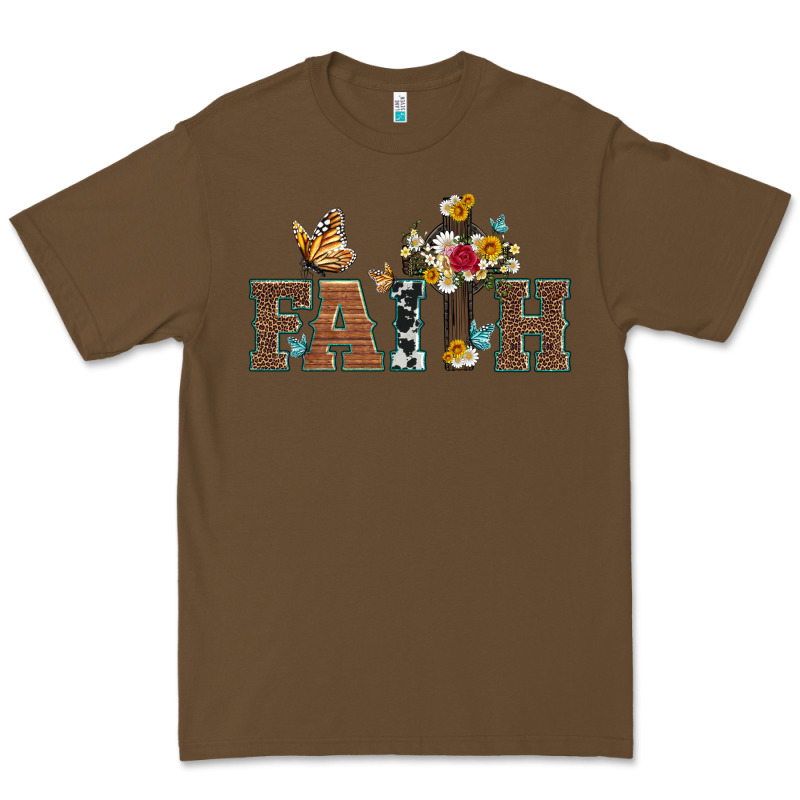 Faith Cross And Butterfly With Sunflower Leopard And Roses Premium Tee by Artiststas | Teevron