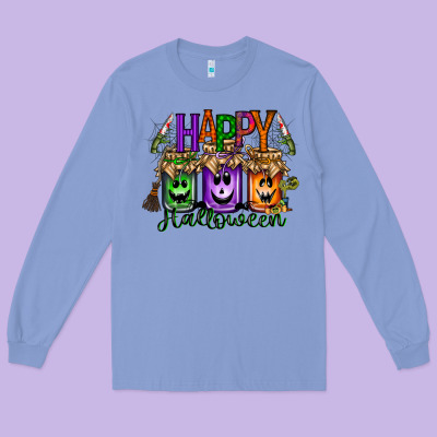 Happy Halloween Jar Long Sleeve Tee Designed By Racoondesign