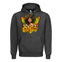 Charcoal Heather butterfly afro woman juneteenth Zipper Hoodie - AdoDesignShop