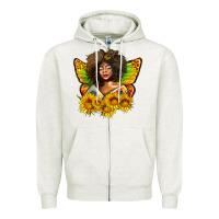 Oatmeal Heather butterfly afro woman juneteenth Zipper Hoodie - AdoDesignShop