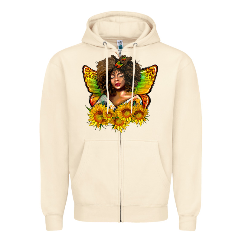 Butterfly Afro Woman Juneteenth Zipper Hoodie by AdoDesignShop | Teevron