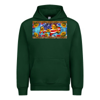 Forest Green bison amerıcan flag  license plate template Urban Hoodie - BarkalooDesign
