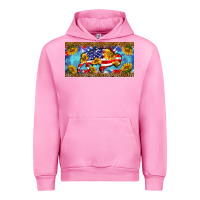 Fuchsia Pink bison amerıcan flag  license plate template Urban Hoodie - BarkalooDesign