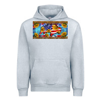 Heather Grey bison amerıcan flag  license plate template Urban Hoodie - BarkalooDesign