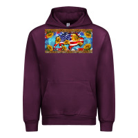 Mauve Wine bison amerıcan flag  license plate template Urban Hoodie - BarkalooDesign
