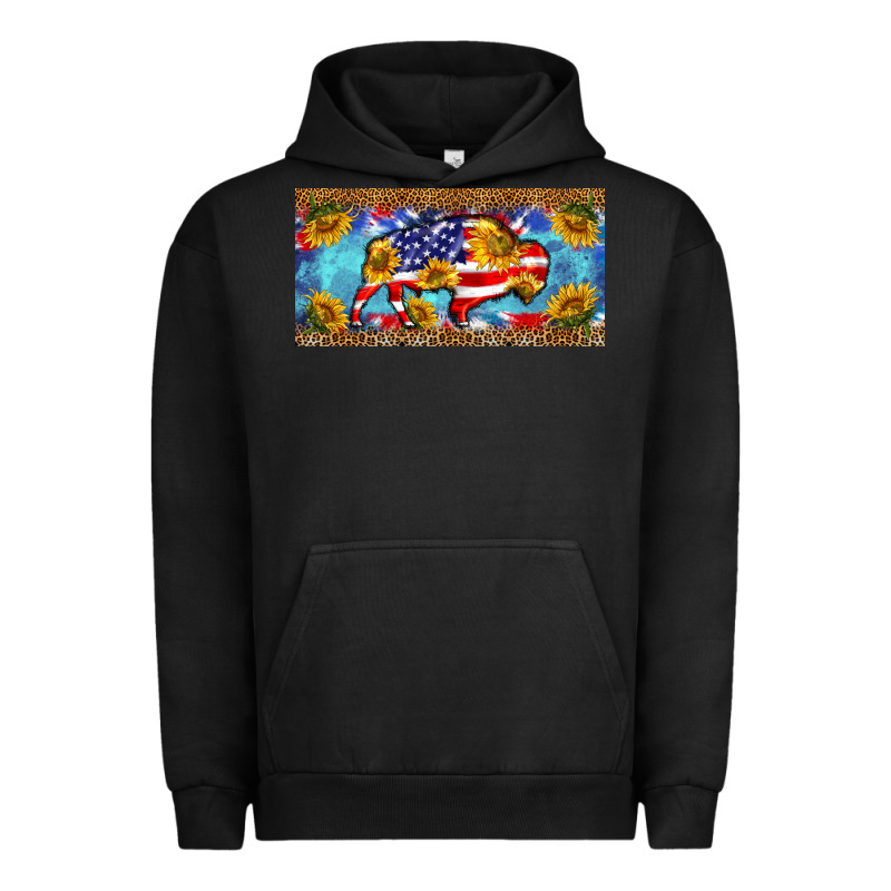Bison Amerıcan Flag  License Plate Template Urban Hoodie by BarkalooDesign | Teevron