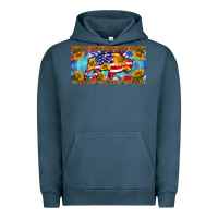 Pigment Midnight Navy bison amerıcan flag  license plate template Urban Hoodie - BarkalooDesign