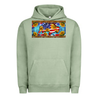Pigment Oil Green bison amerıcan flag  license plate template Urban Hoodie - BarkalooDesign