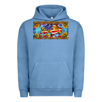 Pigment Pebble Blue bison amerıcan flag  license plate template Urban Hoodie - BarkalooDesign