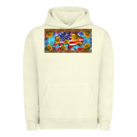 Pigment Pistachio bison amerıcan flag  license plate template Urban Hoodie - BarkalooDesign