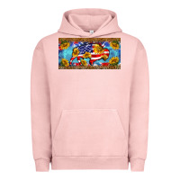 Pigment Salmon bison amerıcan flag  license plate template Urban Hoodie - BarkalooDesign