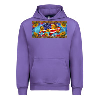 Tulip bison amerıcan flag  license plate template Urban Hoodie - BarkalooDesign