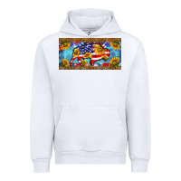 White bison amerıcan flag  license plate template Urban Hoodie - BarkalooDesign