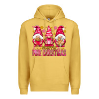 Antique Gold Merry pink Christmas gnomes Premium Hoodie - NancyCooperArtShop
