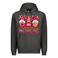 Charcoal Heather Merry pink Christmas gnomes Premium Hoodie - NancyCooperArtShop